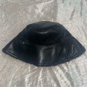 Black Faux Leather Hat